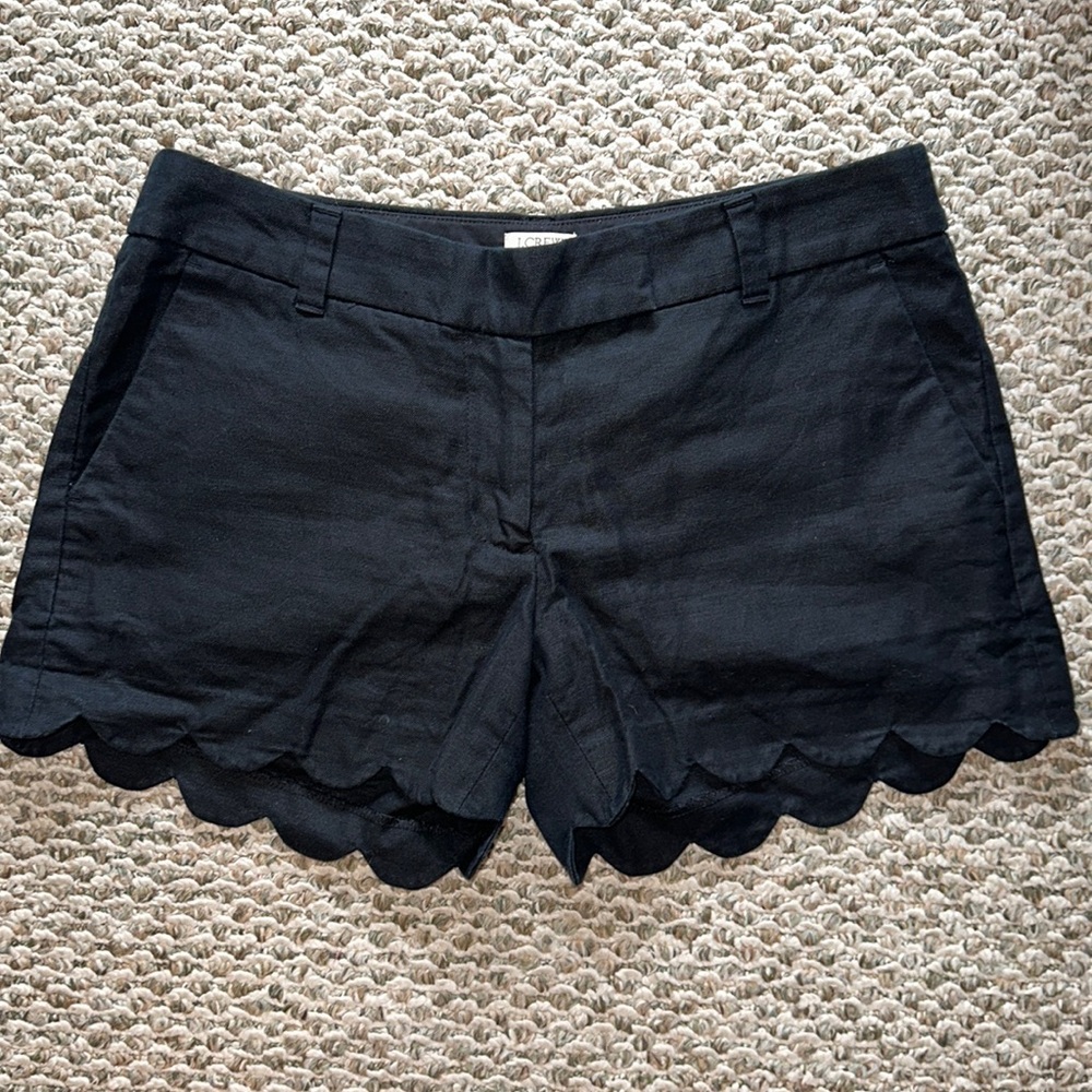 J Crew Black Scalloped Edge Shorts Size 4
